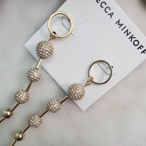 Rebecca Minkoff Gold Plated Swarovski Crystal Pave Drop Earrings - Picture 5 of 7